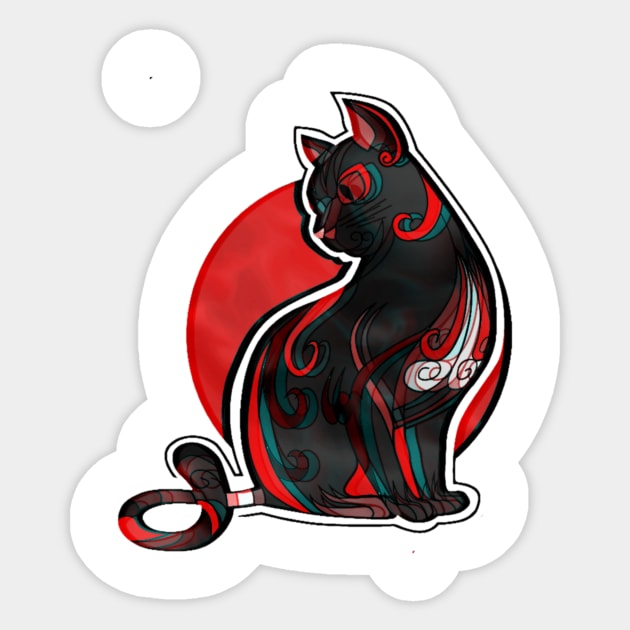 Abstract Black Cat Sticker by AlondraHanley